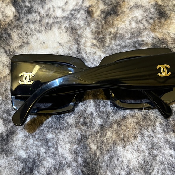 CHANEL Acetate Rectangle Sunglasses 5435-A Black! main image 11